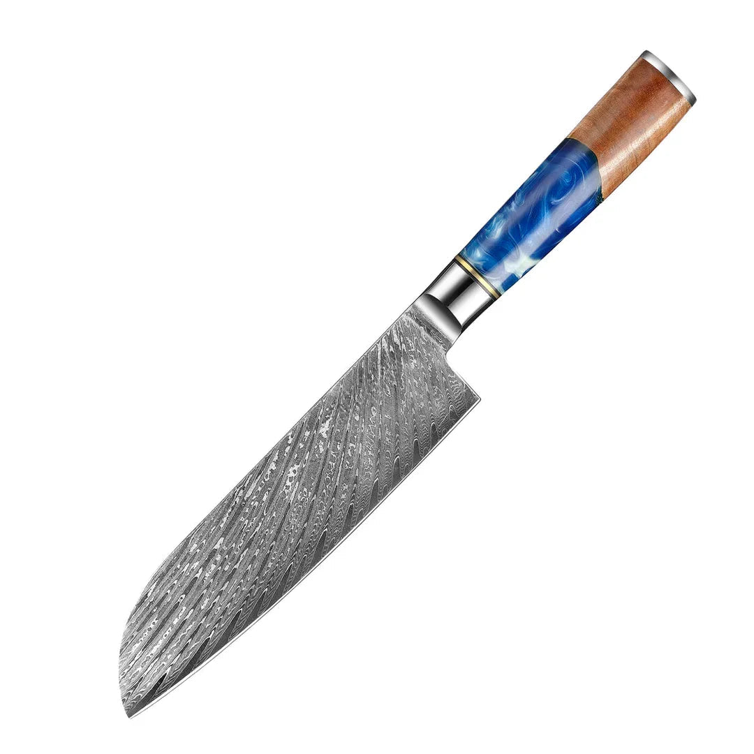 Cuchillo Profesional 100% en Acero Damasco VG10 • Cuchillo "Santoku" Ocean