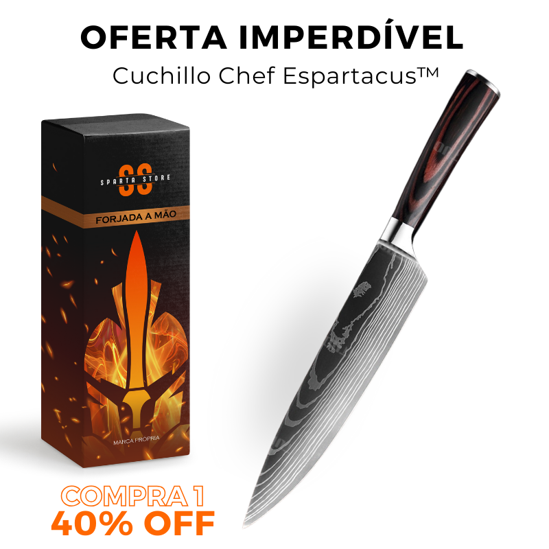 Cuchillo Profesional Acabado en Damasco • Cuchillo Chef Espartacus™